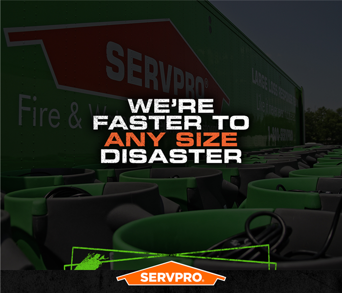 SERVPRO semi, air movers lined up